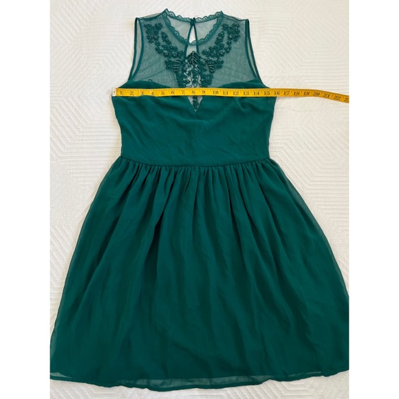 NWT - Zara - size medium - beaded and mesh sheer sleeveless dress - green - Picture 2 of 14